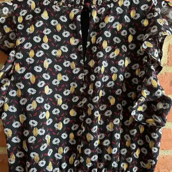 Sam Edelman Black Shimmer Mini Dress with Ruffles. Size 4. - Picture 4 of 5